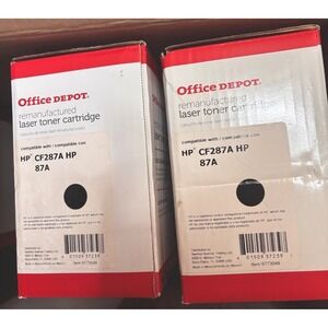 HP 87A OfficeDepot Lot of 2 Remanuf Black LaserJet‎ Toners-CF289A NIB
